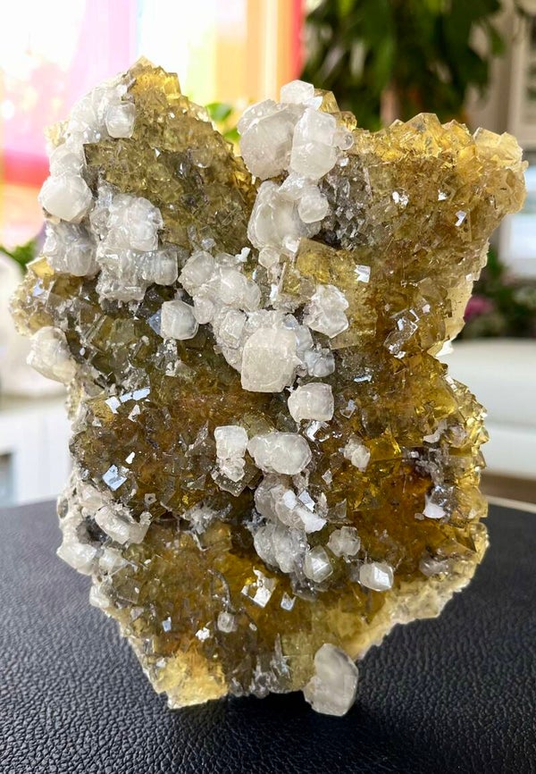 Gele Fluoriet met Dolomiet en Calciet uit Moscona Asturias Spanje ruw, groot