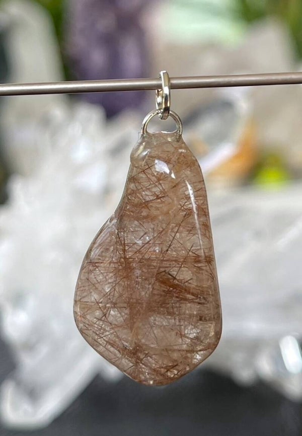 Gouden Rutielkwarts hangertje, met veter