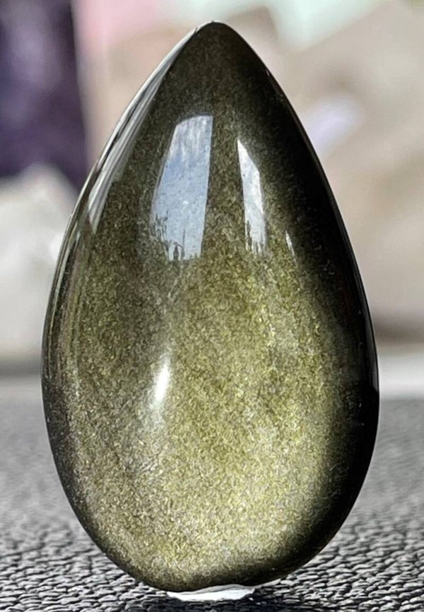 Goud Obsidiaan edelsteen cabochon druppel, groot