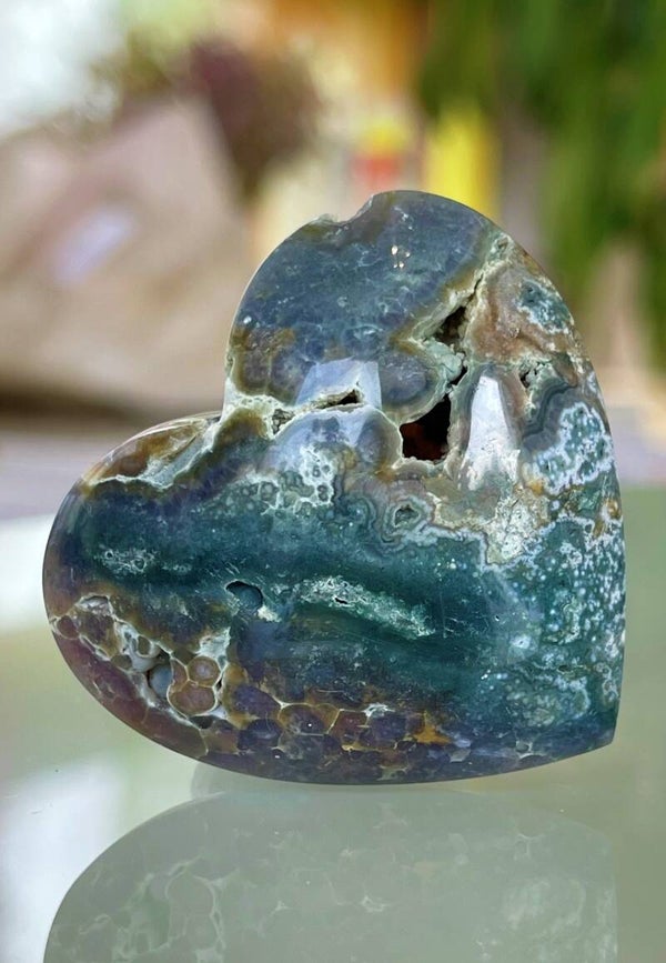 Druif Agaat hart, uit Sulawesi Indonesië, medium