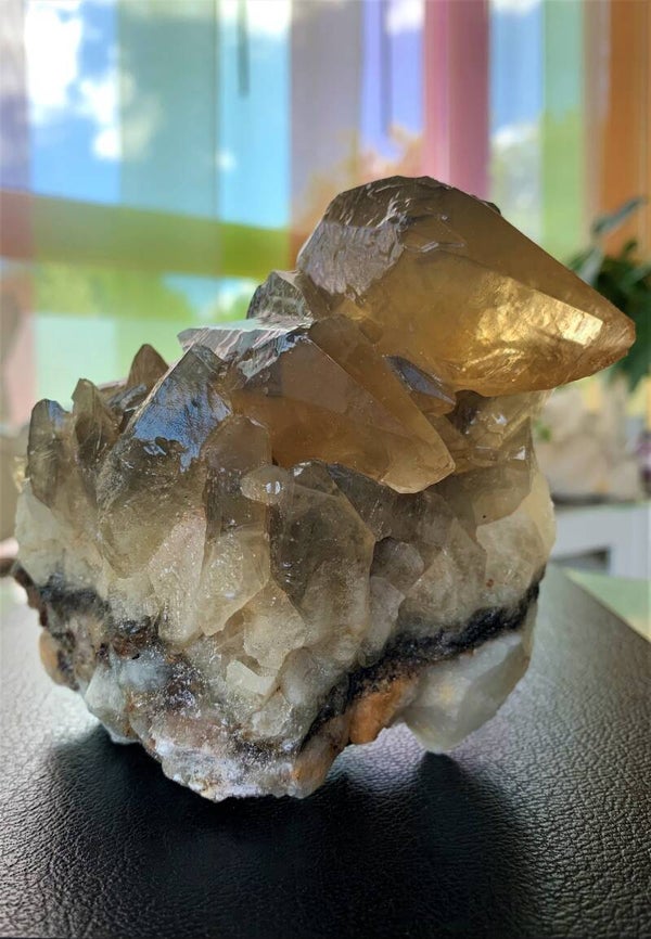 Calciet Grijs Geel cluster uit Marokko ruw, medium