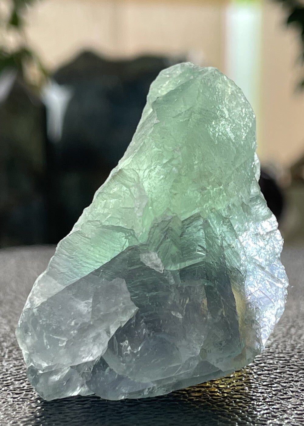 Groene Fluoriet met paars uit Mexico ruw, medium