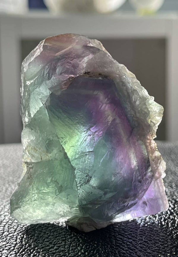 Groene Fluoriet met paars uit Mexico ruw, medium