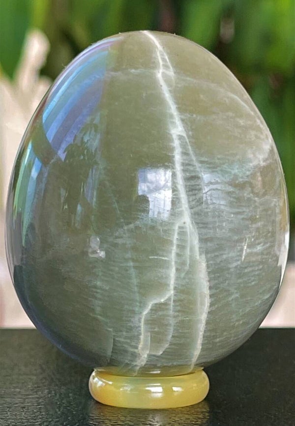 Groene Maansteen ei, groot 6,5cm