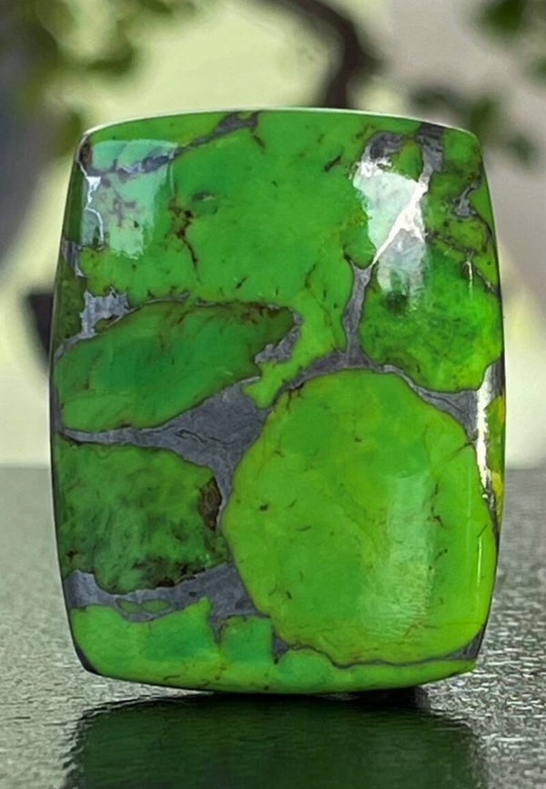 Turkoois met Zink edelsteen cabochon, groene rechthoek, groot