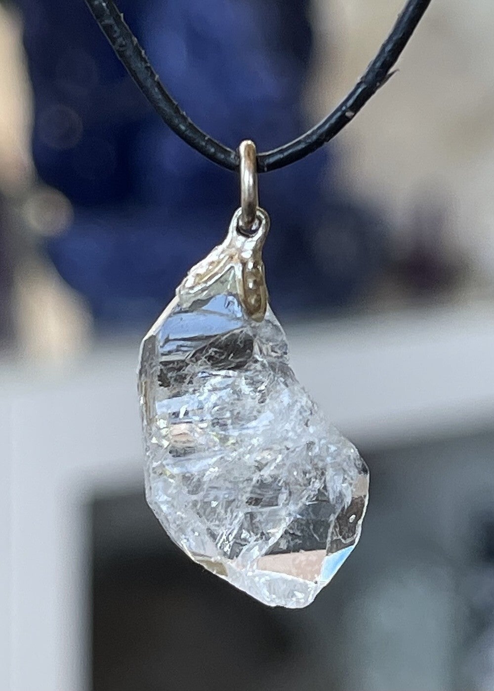Herkimer Diamant hangertje ruw, met veter