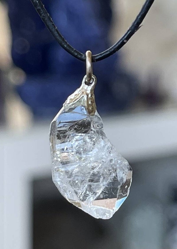 Herkimer Diamant hangertje ruw, met veter