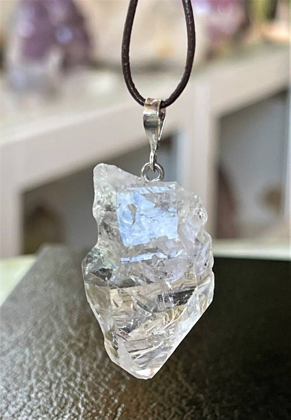 Herkimer Diamant hangertje ruw met zilver en veter