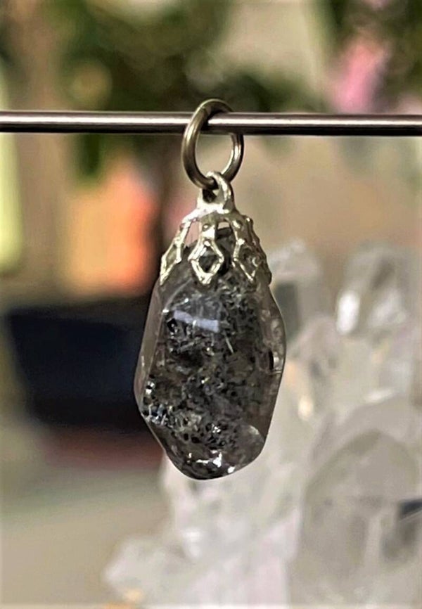 Herkimer Diamant hangertje ruw getrommeld, met veter