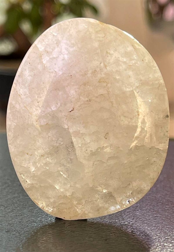 Hyacintkristal geel knuffelsteen plat, groot