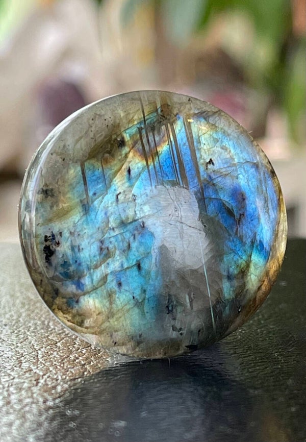 Labradoriet edelsteen cabochon rond, groot