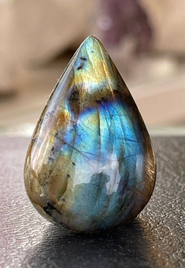 Labradoriet edelsteen cabochon druppel, medium
