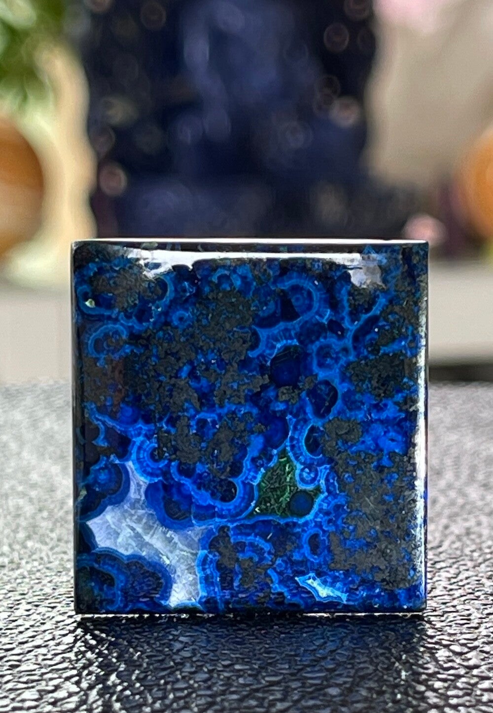 Azuriet edelsteen cabochon rechthoek, groot