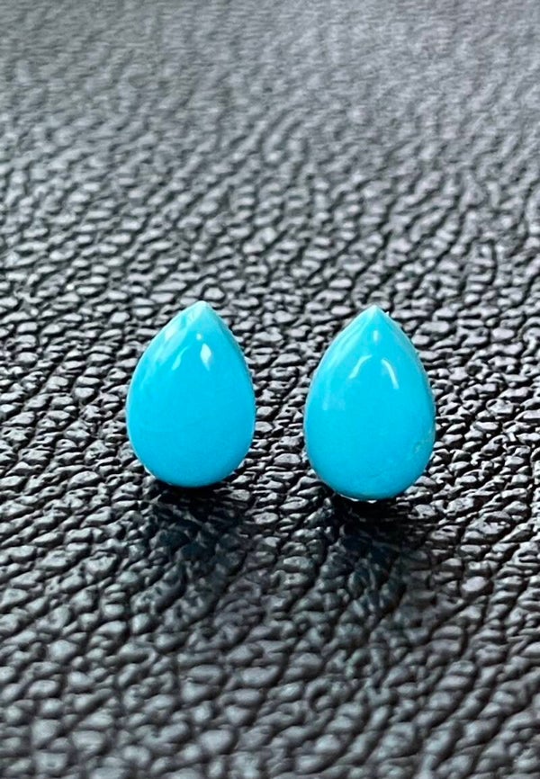 Turkoois edelsteen uit Arizona cabochon druppel, klein, per paar