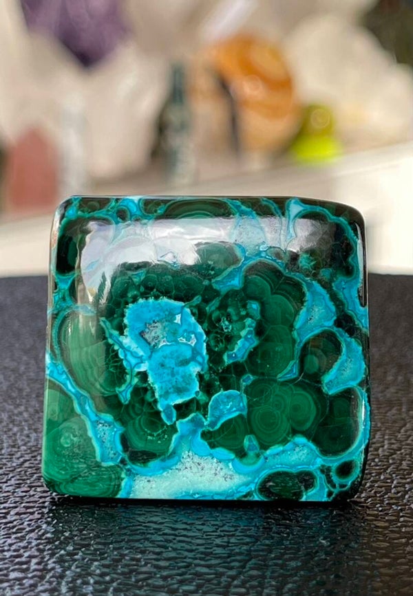 Chrysocolla Malachiet edelsteen cabochon rechthoekig, groot