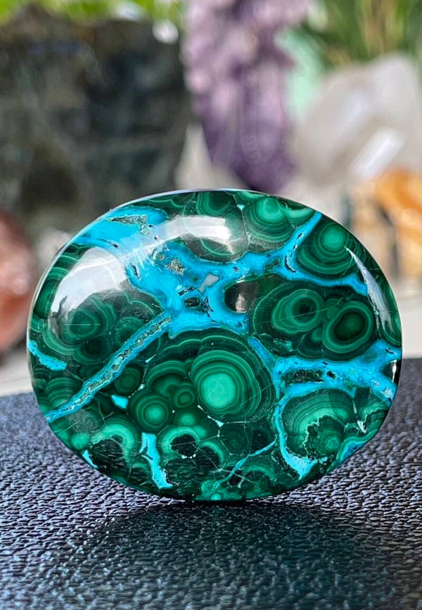 Chrysocolla Malachiet edelsteen cabochon ovaal, groot