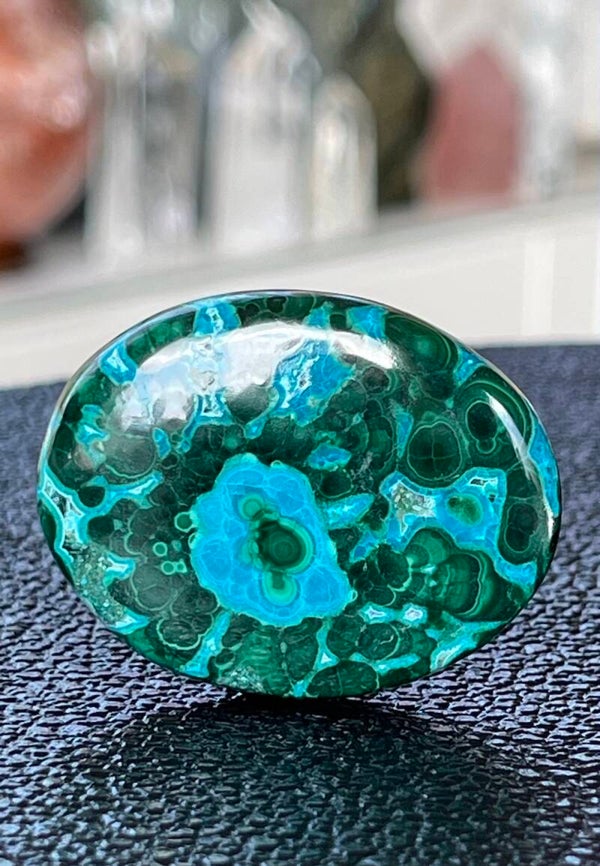 Chrysocolla Malachiet edelsteen cabochon ovaal, medium