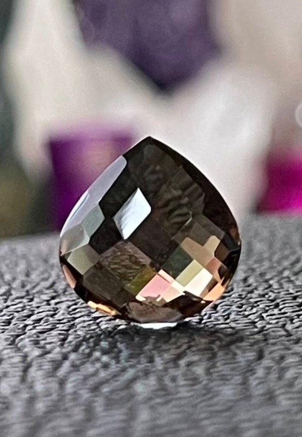 Rookkwarts edelsteen checker facet geslepen druppel, medium