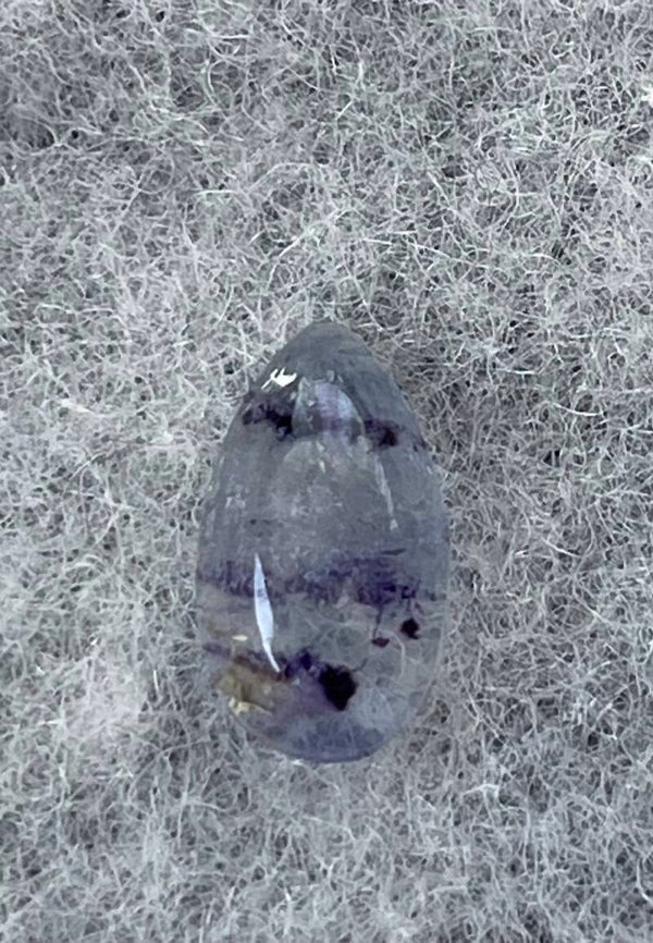 Fluoriet Blue John edelsteen cabochon druppel, heel klein