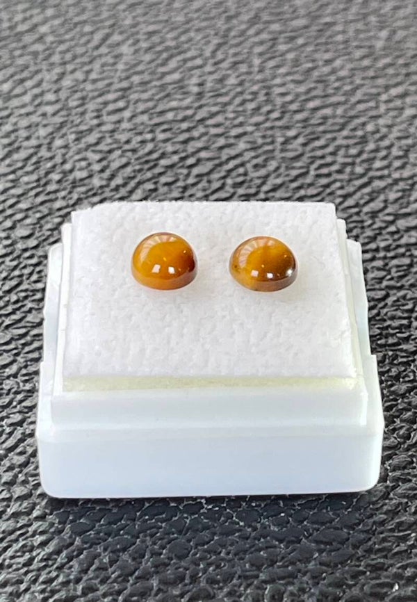 Tijgeroog edelsteen cabochon rond, klein, per paar