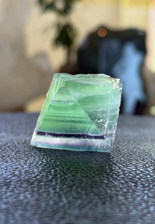 Groene Fluoriet octaëder uit China ruw, medium