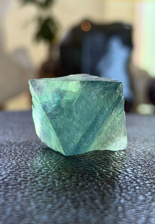 Groene Fluoriet octaëder uit China ruw, medium