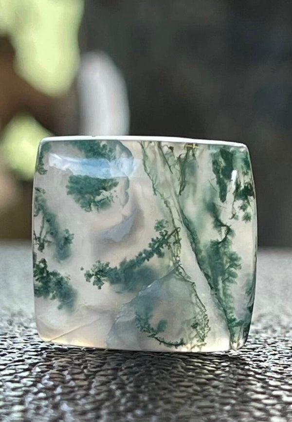 Mosagaat edelsteen cabochon rechthoek, medium