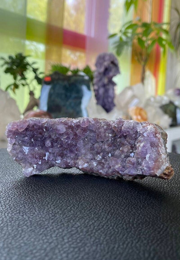 Amethist met Hematiet en fantoom uit Marokko ruw, medium
