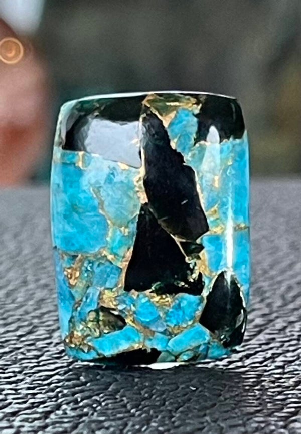 Calciet edelsteen met Koper cabochon rechthoekig, medium