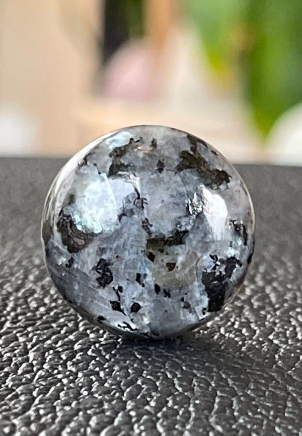 Larvikiet edelsteen cabochon rond, medium