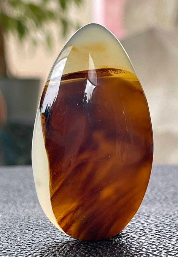 Dendriet Agaat edelsteen cabochon druppel, groot