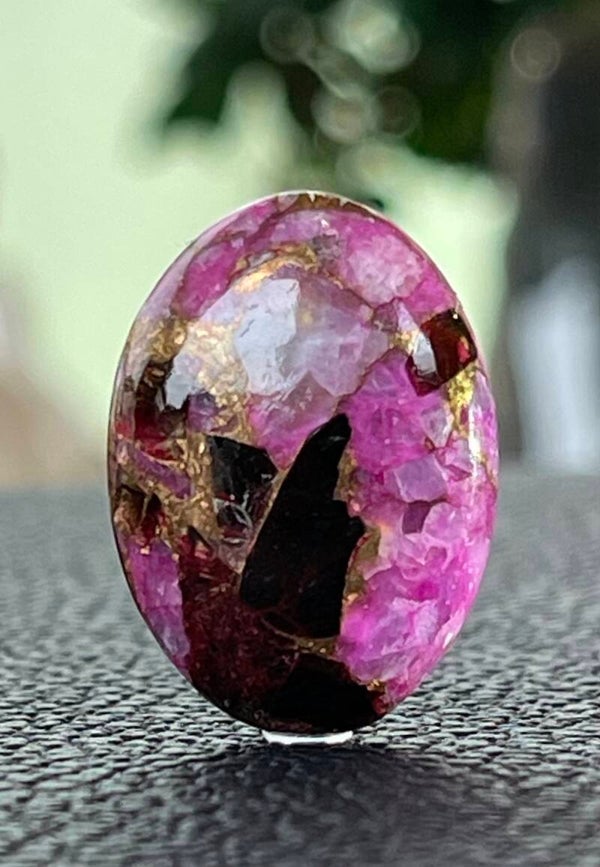Calciet edelsteen met Koper cabochon ovaal, medium