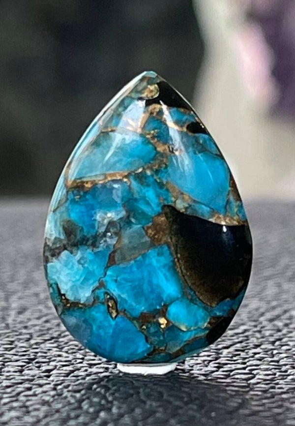 Calciet edelsteen met Koper cabochon druppel, medium