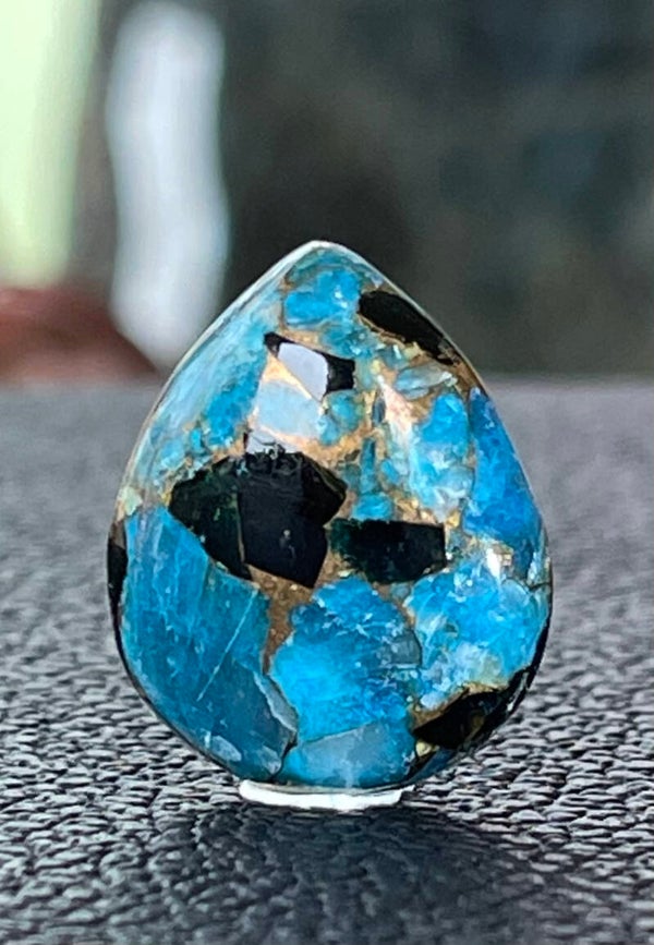 Calciet edelsteen met Koper cabochon druppel, medium