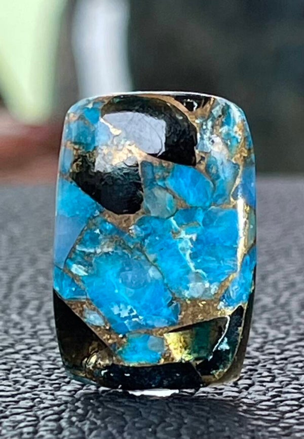 Calciet edelsteen met Koper cabochon rechthoekig, medium