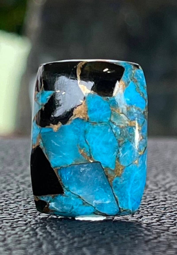 Calciet edelsteen met Koper cabochon rechthoekig, medium