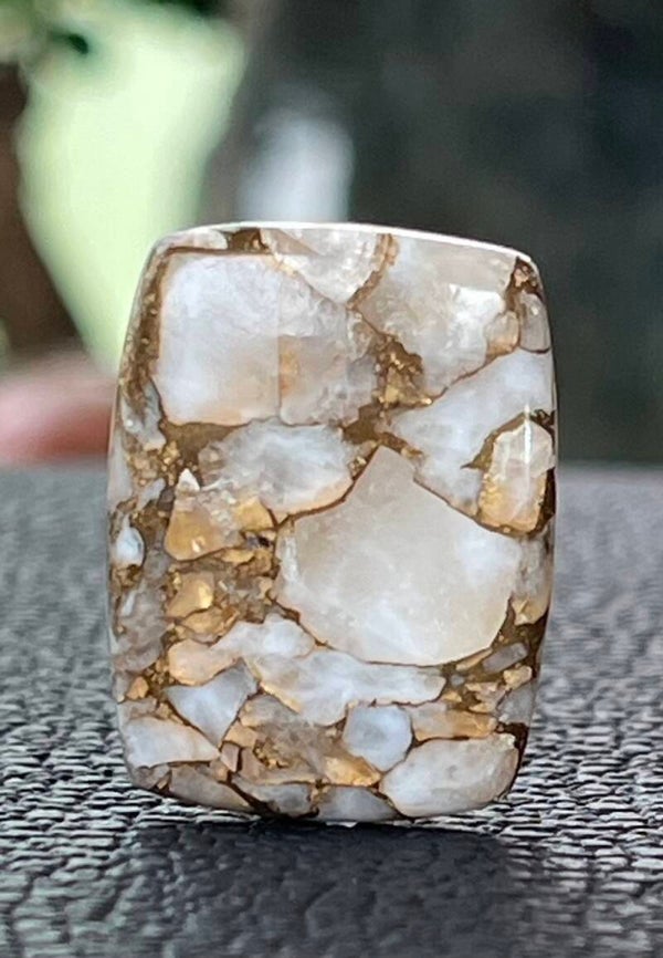 Calciet edelsteen met Koper cabochon rechthoekig, medium