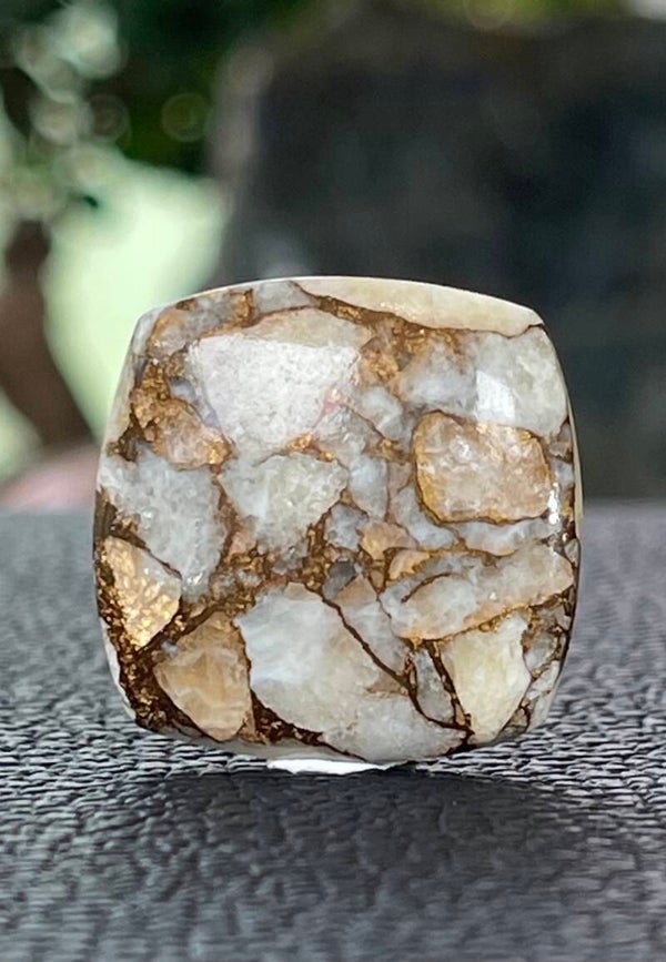 Calciet edelsteen met Koper cabochon rechthoekig, medium