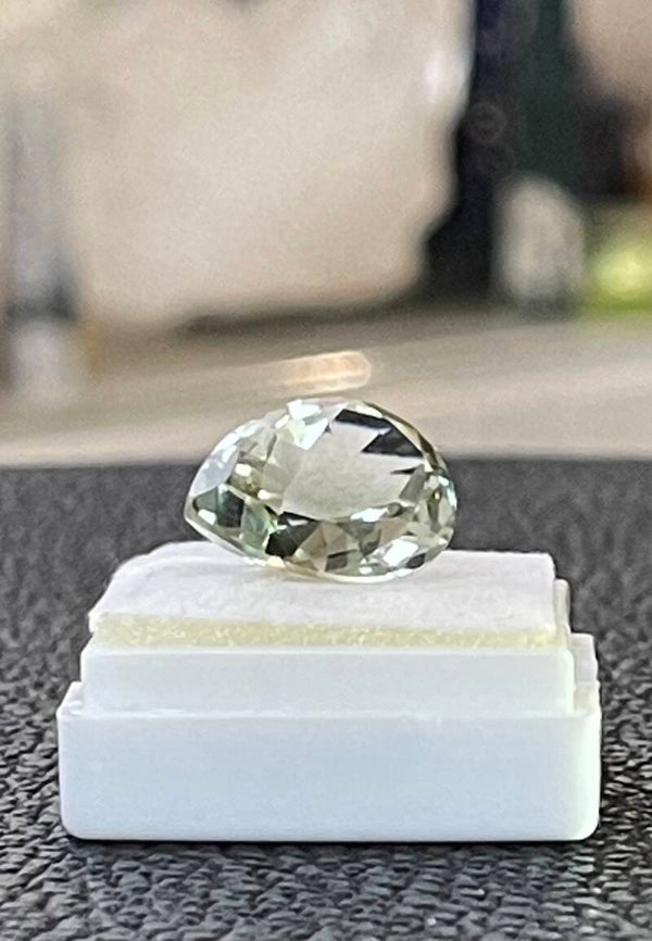 Groene Amethist edelsteen facet geslepen druppel, medium