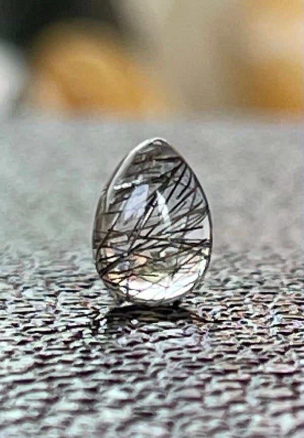 Toermalijnkwarts edelsteen cabochon druppel, klein