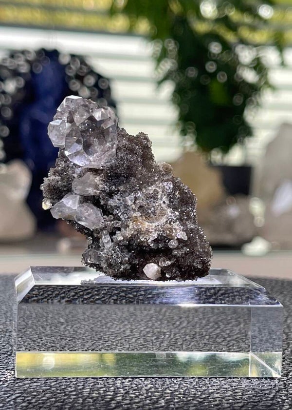 Herkimer Diamant dubbeleinder punten op matrix ruw, medium