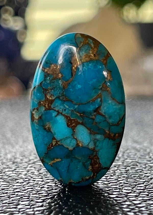 Turkoois edelsteen met Koper cabochon ovaal, medium