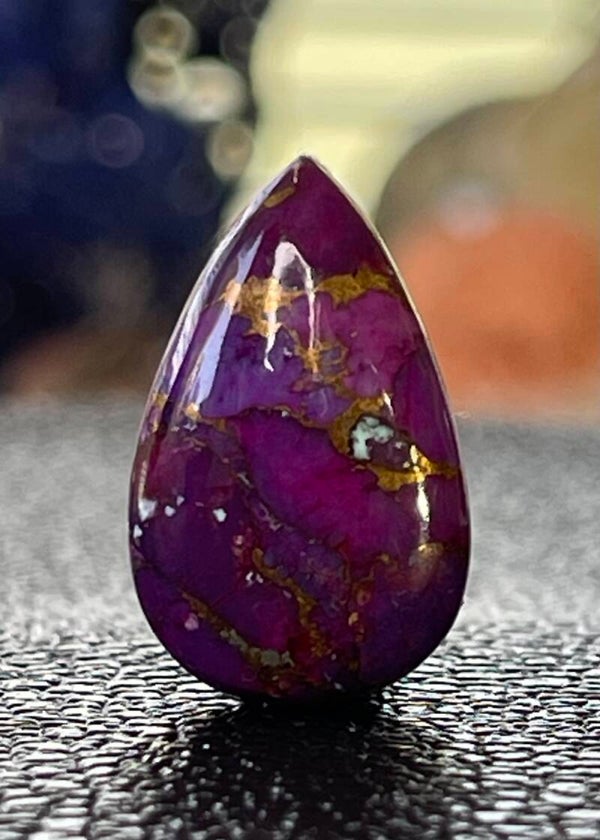 Turkoois edelsteen met Koper cabochon druppel, medium