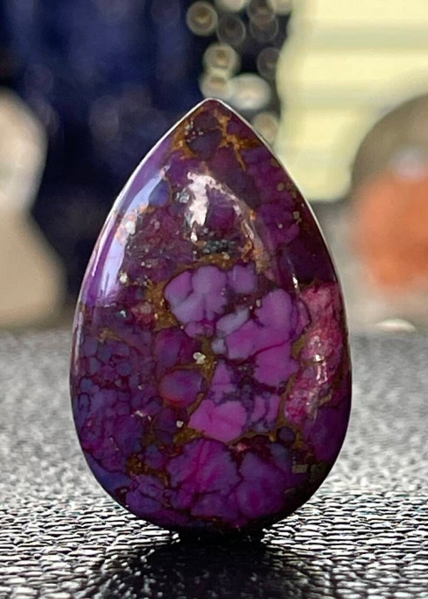 Turkoois edelsteen met Koper cabochon druppel, medium