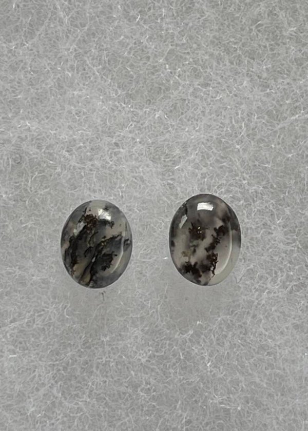 Dendriet Agaat edelsteen cabochon ovaal klein, per paar