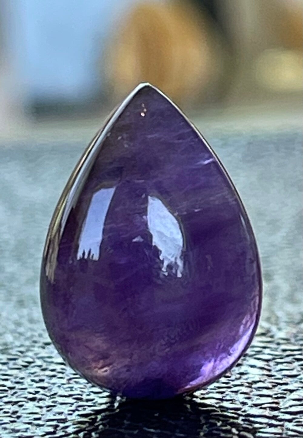 Amethist edelsteen cabochon druppel, medium
