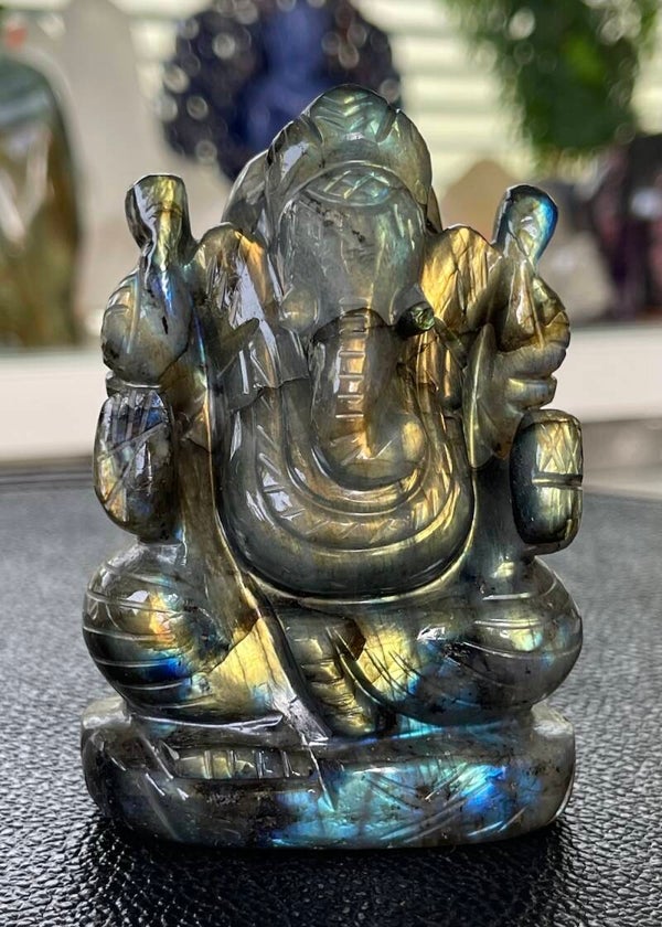 Ganesha beeld van Labradoriet, medium