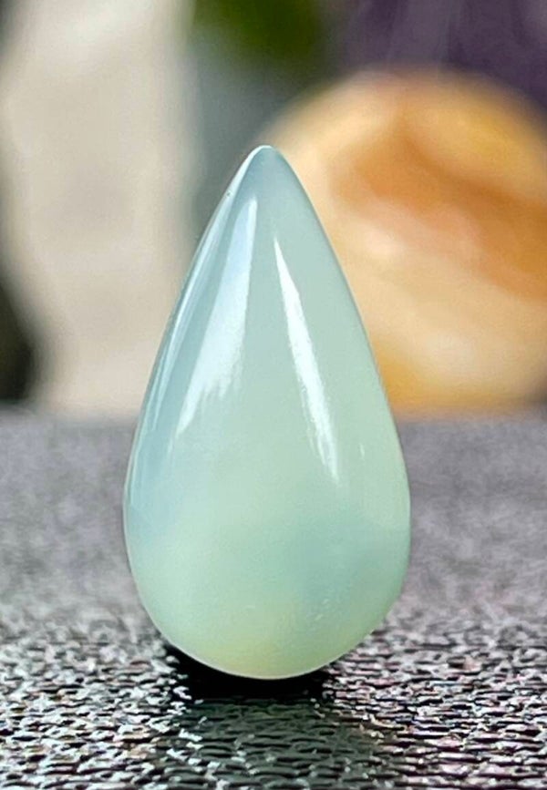 Groene Onyx edelsteen cabochon druppel, medium