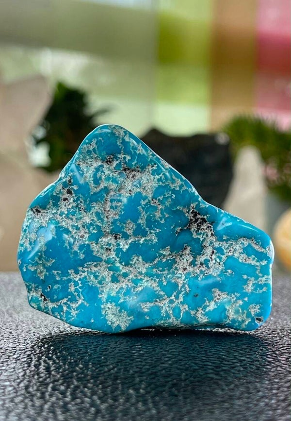 Turkoois plat en ruw getrommeld, medium