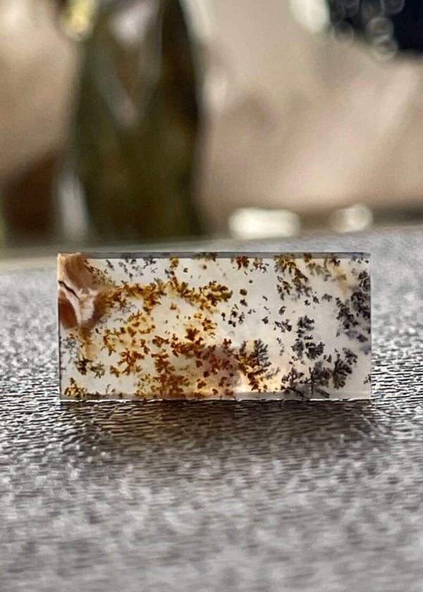 Dendriet Agaat edelsteen uit Rusland cabochon rechthoekig, medium